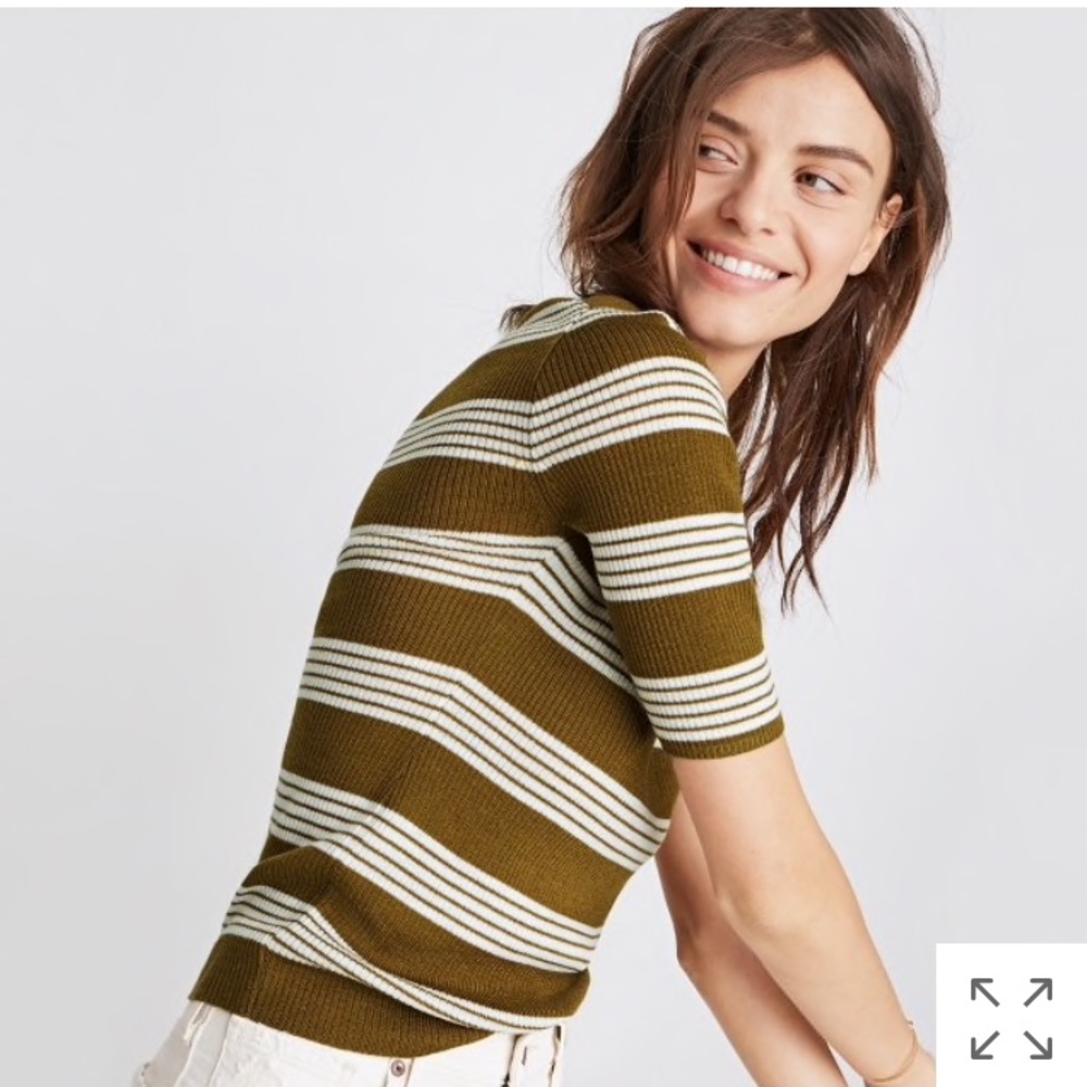 MADEWELL Ribbed Sweater Top Stripe olive XS